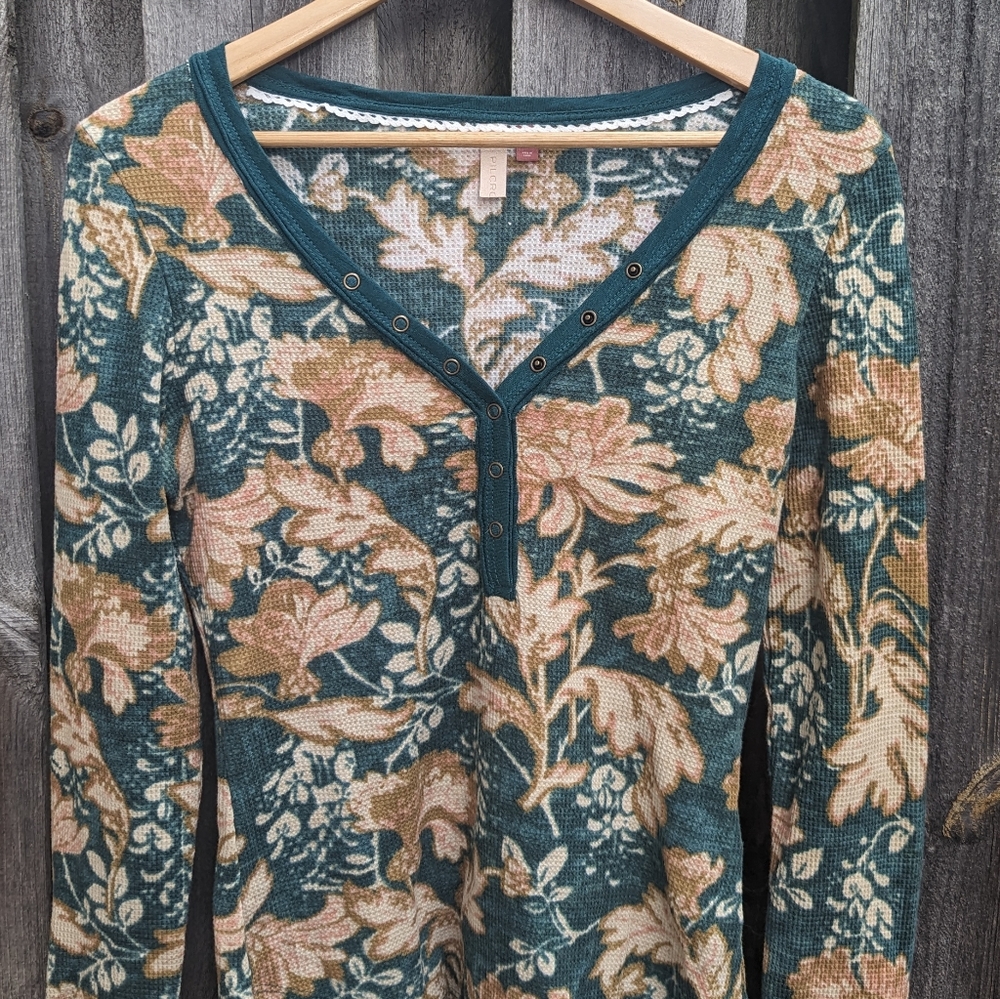 Anthropologie Pilcro Waffle Henley Top